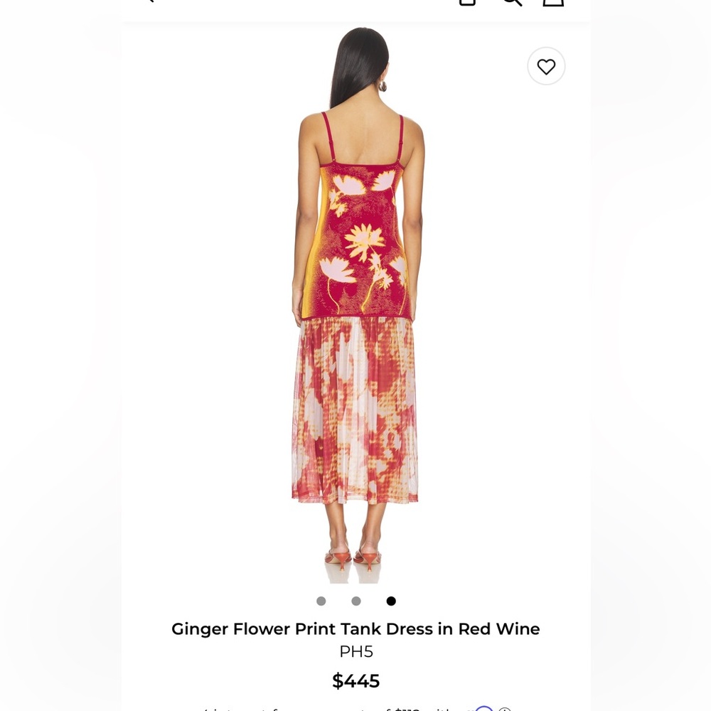 PH5 Red Wine and Yellow Ginger Flower Midi Tank Dress